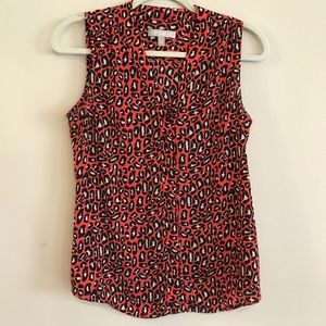 Banana Republic Orange Leopard Button Down Top